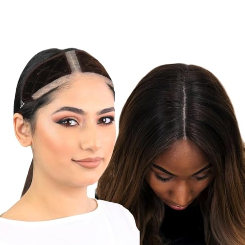MILANO COLLECTION LaceTop Grip Comfort Band for Toppers Hair & Wiglets, NonSlip, Glueless Velvet Wig Band for Large Base Hairpieces, Adjustable Top Grip for Hair Topper & Wigs, Brown, Large