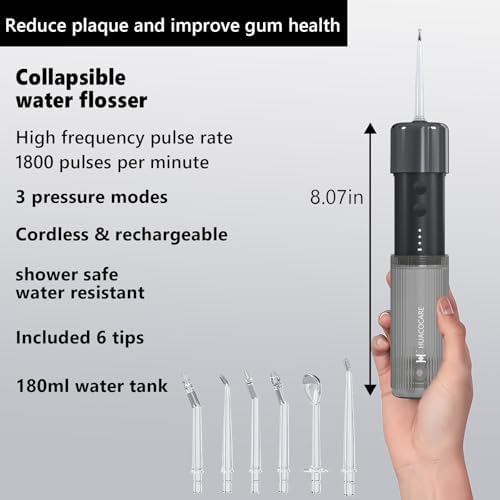 Portable Mini Water Flosser, Oral Irrigator Water Teeth Cleaner Pick with Telescopic Water Tank,3 Modes & IPX7 Waterproof, Home & Travel