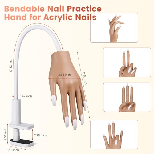 Practice Hand for Acrylic Nails: Nail Tips Won't Fall off From Fake Nail Practice Hand - Flexible Nail Mannequin Hand Practice for Beginners