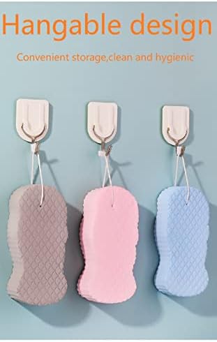 3Pcs Magic Exfoliating Bath Sponge,3D Super Soft Exfoliating Bath Sponge, Skin Friendly and Reusable for Adults Children and Pregnant Women. (Pink+Blue+Gray)