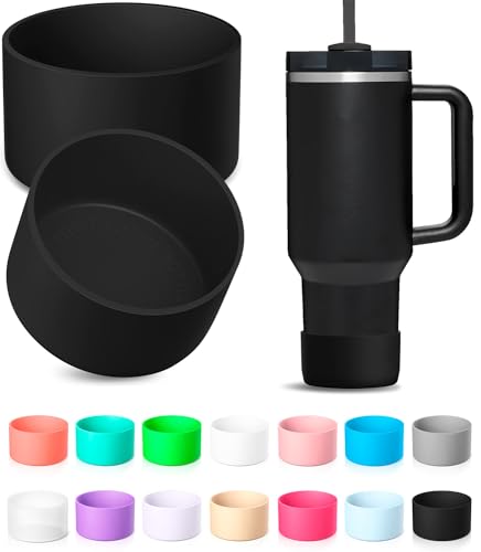KTKUDY 2Pcs Silicone Boot for Stanley Quencher Tumbler H2.0 30 oz 40 oz & IceFlow 20 oz 30 oz & intended for Hydro Flask Water Bottle 12-24 oz - Cup Bottom Accessories Fits Stanley Cup, Pink
