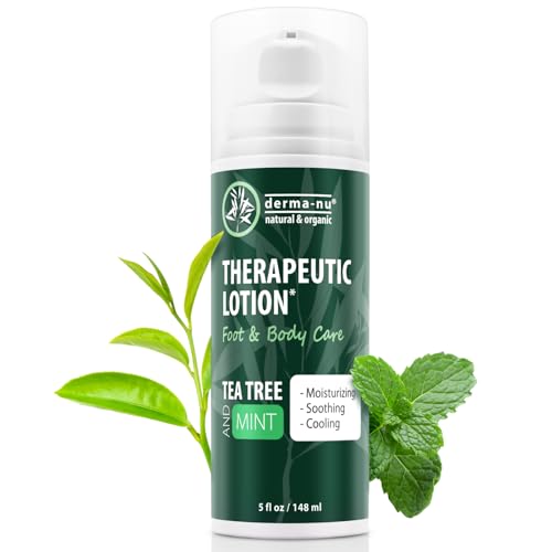 Foot Lotion with Tea Tree Essential Oil for Jock Itch, Athletes Foot, and Dry Cracked Feet Treatment - Athletes Foot Cream with Tea Tree Oil for Toenail - Foot Cream for Dry Cracked Heels