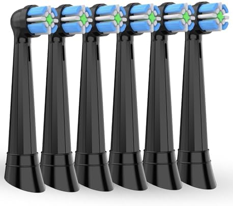 6PCS Oral B iO Toothbrush Head Replacements Compatible with Oral B IO 2/3/4/5/6/7/8/9/10 Series Electric Toothbrushes,Round bristles Cleans Deep and Protect Teeth and Gums, Black