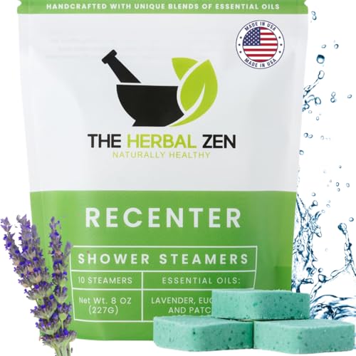 Recenter Shower Steamers Aromatherapy with Lavender and Eucalyptus Essential Oils, Aromatherapy Shower Bombs, Self Care Gift, Birthday Gift for Women, Bath Steamer for Women and Men