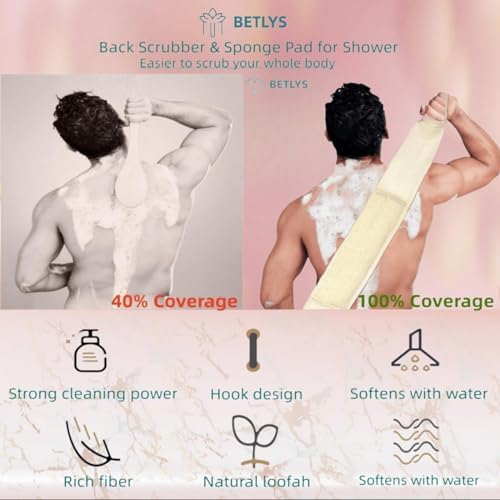 Natural Loofah Sponge Exfoliating Body Scrubber, Loofa Back Scrubber for Shower Set for Men and Women (3 Pack), Luffa Sponge Pads & Exfoliating Glove Deep Clean & Invigorate Your Skin, Yellow