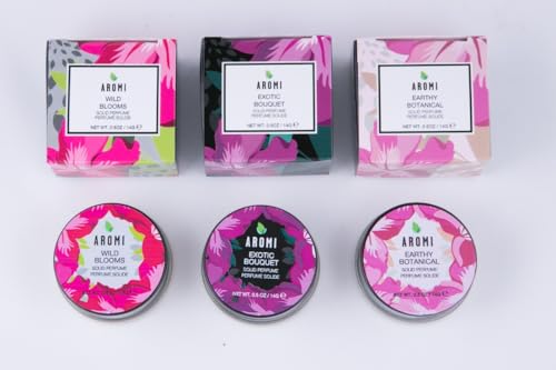 Aromi Solid Perfume | Floral Fragrance, Vegan, Cruelty-free, Travel, Women’s Gift, Apple, Jasmine, Musk Scent, Concentrated, Alcohol-Free (Earthy Botanical)