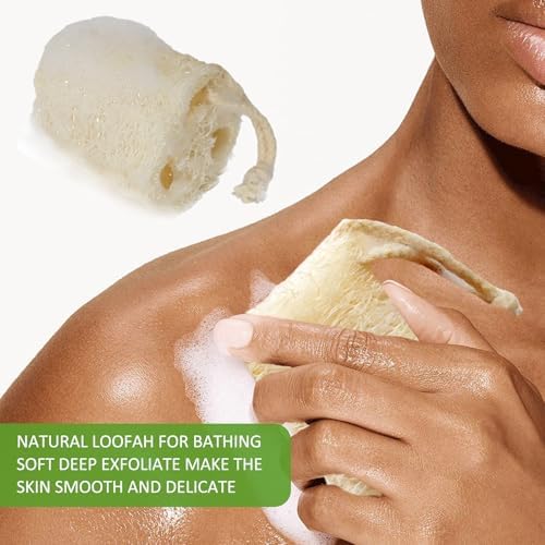 Natural Loofah Sponge, Organic Bath Loofah Pack, Lufas Exfoliating Body Scrubber, Loofas Sponges Shower Loofah for Women and Men, Skin SPA Ecotools- 6 Pack