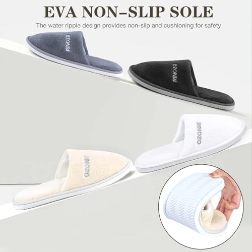 Disposable Slippers 8 Pairs Non Slip Spa Slippers Washable Reusable Hotel Slipper Super Comfort Soft Coral Fleece Bulk Closed Toe House Slippers for Guests Women Men Home Indoor Party Travel