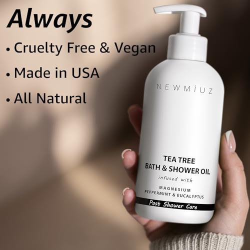 Magnesium inShower Body Conditioner Soft Skin Post Shower Care Moisturizer for Body Legs Bath Oil Sore Muscles Recovery Peppermint Eucalyptus Tea Tree Spa Gift