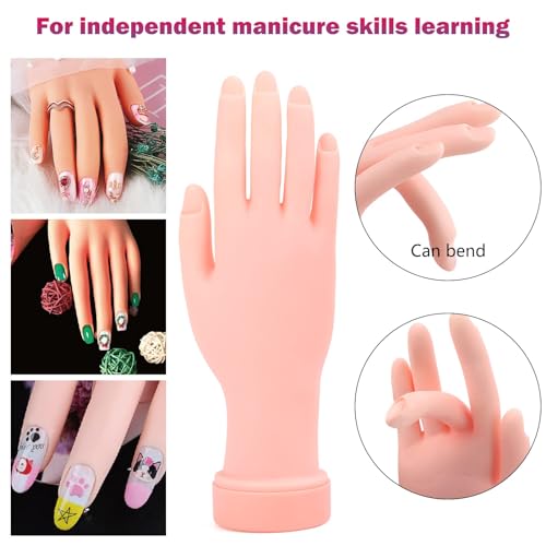 Practice Hand for Acrylic Nails, Fake Maniquin Training Hand for Nail Practice, 42 Colors Acrylic Powder Beginners Kit
