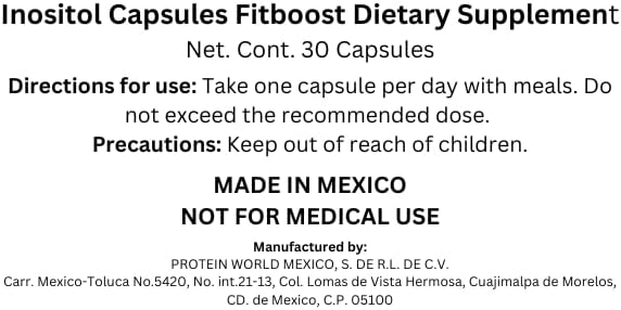 Fitboost Inositol Capsules – Dietary Supplement for Hormonal Balance & Wellness | Cápsulas de Inositol Fitboost – Suplemento para el Equilibrio Hormonal y Bienestar (30 Caps)