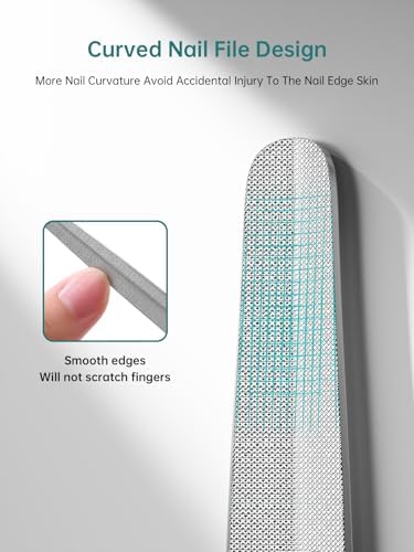 MR.GREEN Curved Nail File – Double-Sided Metal Nail File for Men & Women with Protective Travel Case, Ergonomic Anti-Slip Handle, Washable & Reusable, for Fingernails & Toenails