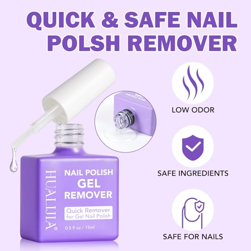 Gel Nail Polish Remover, 2 Pack Gel Polish Remover for Nails - Quickily and Easily Removes Gel Nail Polish at Home in 2-5 Mins - No Need for Foil, Soaking or Wrapping, 0.5 fl oz