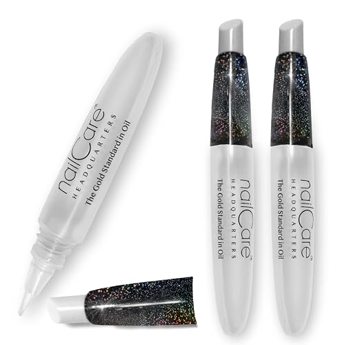 Nail Care Headquarters Refillable Holographic Cuticle Oil Pen for Nails - Empty Holo Squeeze Nail Oil Pen with Brush from by Bliss Kiss 3-Pack