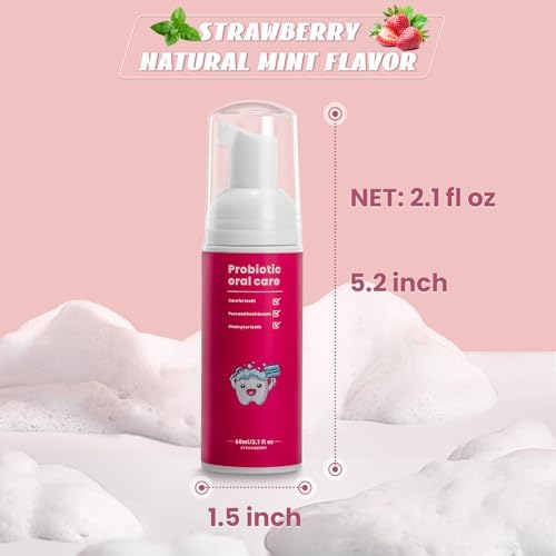 Fluoride Free Foam Kids Toothpaste - ELOTAME 2 Pack Natural Teeth Clean and Whitening Toothpaste with Strawberry Mint Flavor, Organic Travel for Toddler