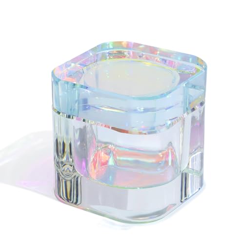 Udefineit Nails Tips Art Dappen Dish with Lid, Heavy Duty Crystal Glass Liquid Powder Dappen Monomer Cup, Dazzling Colorized Glaze Nail Art Brush Washing Container for Professional & Home Use