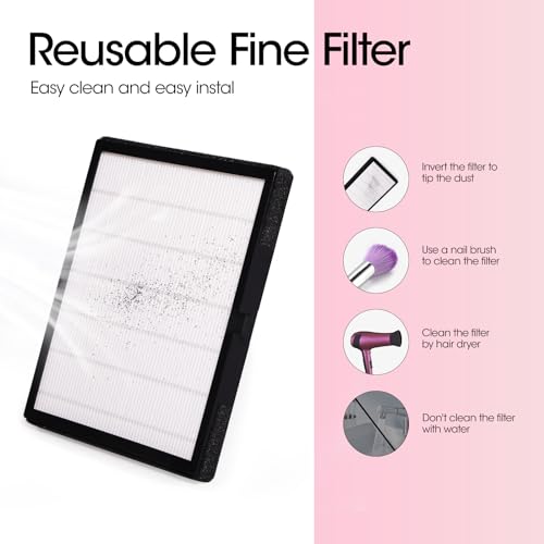 Gellen Nail Dust Collector with Reusable Filter, Professional 60w Nail Vacuum Cleaner for Acrylic Nails, Low Noise Nail Dust Vacuum Cleaner for Home Salon, Manicure Fan Dust Collector