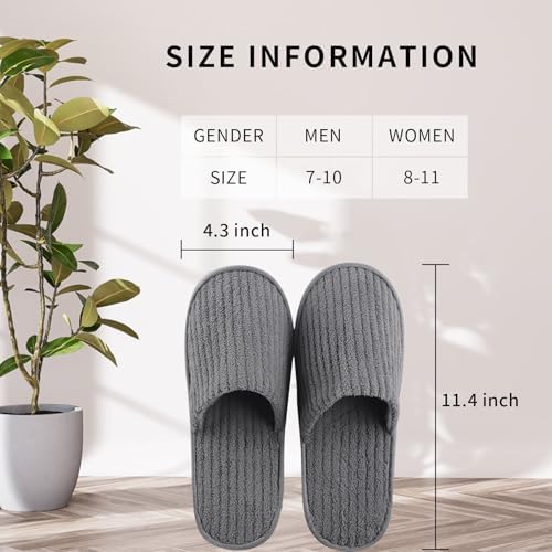 Disposable Slippers for Guests, 10 Pairs - Coral Fleece Hotel, Non-Slip SPA Slippers, Unisex Washable Reusable for Hotel & Travel Guests