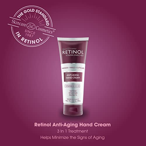 Retinol Anti-Aging Hand Cream–The Original Retinol For Younger Looking Hands –Rich Hand Cream Conditions. Protects Skin, Nails & Cuticles – Vitamin A Minimizes Age’s Effect on Skin (cucumber scent)