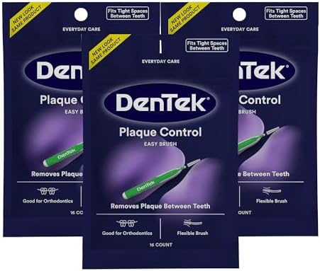 DenTek Easy Brush Plaque Control Interdental Cleaners, Tight, 16 Count, 3 Pack
