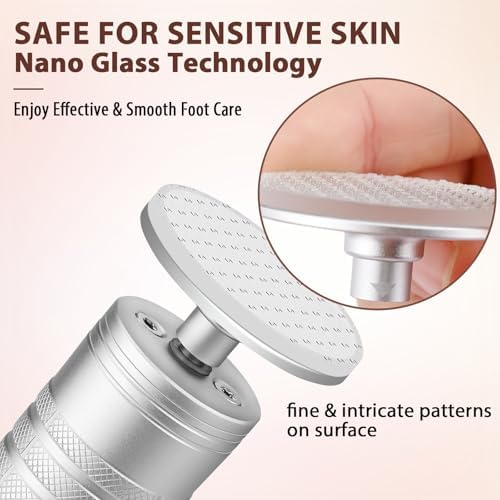 Kredioo Electric Foot Callus Remover Nano Glass Foot File German Technology Grinding Sanding Pedicure Tool for Feet Sensitive Skin Safe Adjust Speed R/F Direction Remove Thick Toe Nails