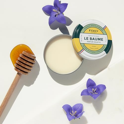 Feret Le Baume Multi-Purpose Balm – Violette – Natural Lip Balm with Shea Butter & Honey – Hydrating Moisturizer for Dry Skin, Lips & Cuticles – Made in France – 50ml / 1.7oz