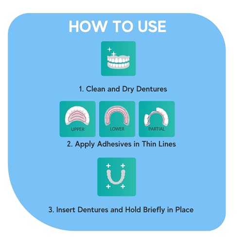 Extra Strong Denture Adhesive Cream, 12 Hour Hold Dental Glue, Waterproof, Zinc & Fluoride Free, Easy Apply Nozzle, Seals Food Out for Comfort, Mint Flavor (2 Pack, 2.8 Fl Oz)