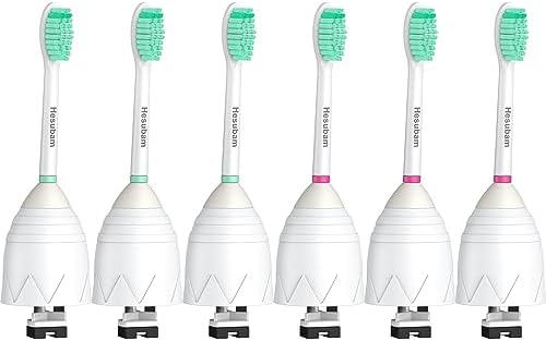 Replacement Toothbrush Heads for Philips Sonicare E-Series Screw-On Electric Toothbrush Handles, and Refills for HX7022, HX7023, Medium Soft Blue Bristles 6pk
