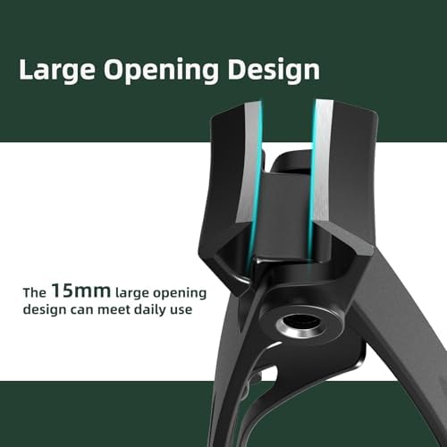 German Nail Clippers for Men, VANWIN Toenail Clippers for Thick Nails for Seniors with 16mm Wide Jaw, Ergonomic Heavy Duty Angled Head Toe Nail Clippers with Catcher Fingernail Clipper for Women Black