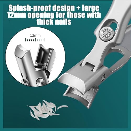 MightyClip Nail Clippers - German Stainless Steel for Men, Includes Nail File and Storage Box (Silver)