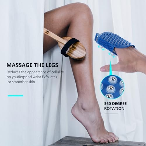 PartyKindom Body Massage Tools Roller, Gua Sha Fascia Muscle Release, 360° Rotatable Massage Roller, for Face, Neck, Back, Abdomen, Legs & Full Body, Medium, Blue