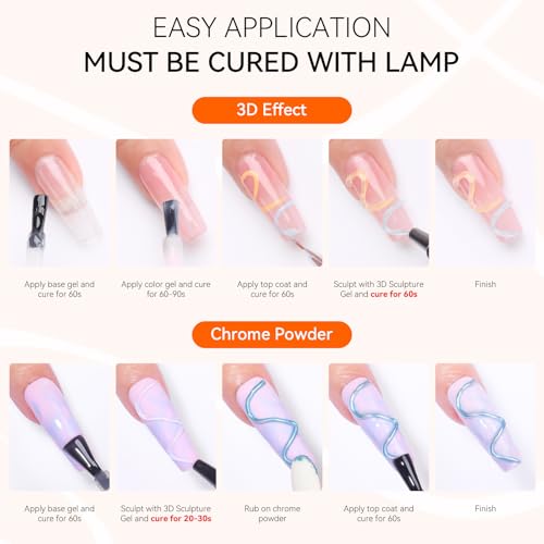 Makartt 3D Gel Nail Art 2 Pcs 15g Nail Sculpting DIY No Wipe 3D Molding Gel for Nails Decoration, Manicure Sculpture Nails