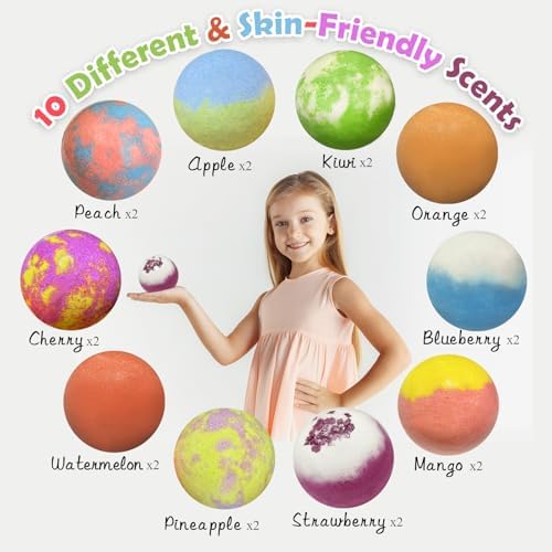 Bath Bombs for Kids with Surprise Inside, 20 Pack Kids Bath Bombs with Puppy Toys Pretend Playset, Safe Handmade Bubble Bath Fizzies Ball Gift Set for Girls Boys Birthday Christmas