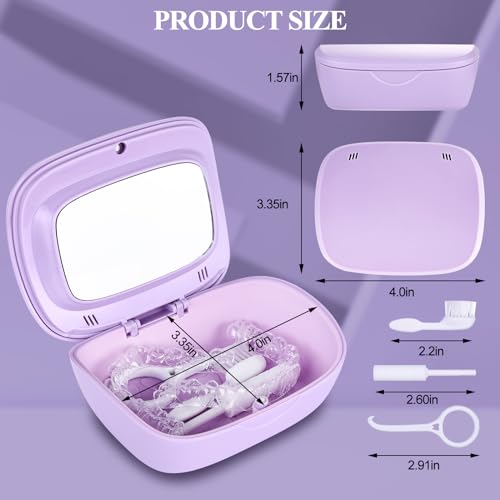 Double Layer Retainer Case With Mirror, Retainer Holder With Remover Tool And Cleaning Brush With Vent Holes Compatible With Aligner Case, Retainer Case,Orthodontic Supplies Case