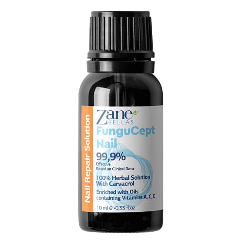Zane Hellas FunguCept Nail Solution. Nail Solution for Discolored, Thickened, Crumbled Nails. Visible Results in 4 Weeks 0.33 oz -10ml