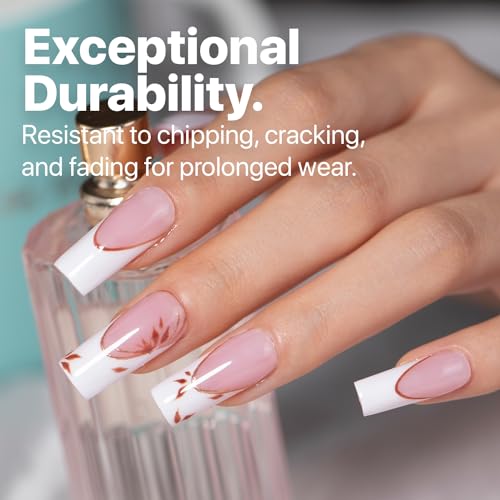 SXC Cosmetics French Tip Press On Nails Pink Series, Medium Square X-Pro Tips Starter Kit