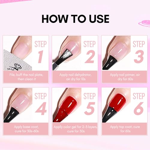 Makartt Gel Polish Top Coat & Base Coat Set with Acid Free Nail Primer and Prep Dehydrator(8ml)