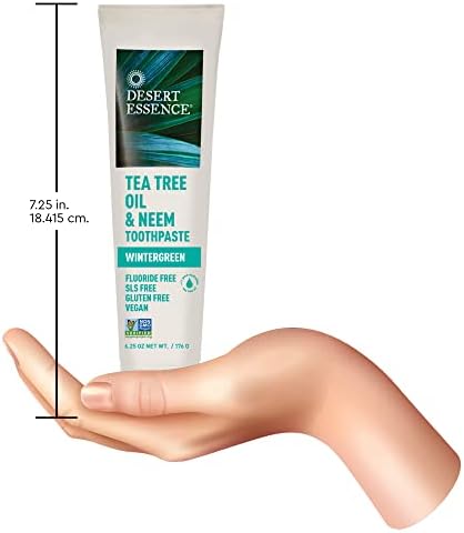 Desert Essence Natural Tea Tree Oil and Neem Toothpaste, Wintergreen,6.25 Oz, Pack of 3