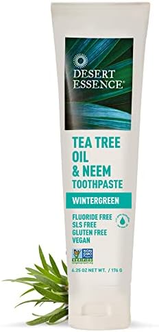 Desert Essence Natural Tea Tree Oil and Neem Toothpaste, Wintergreen,6.25 Oz, Pack of 3
