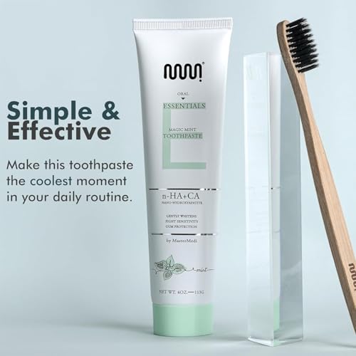MasterMedi Nano Hydroxyapatite Toothpaste – Fluoride Free, SLS Free, for Sensitive Teeth, Whitening, Enamel Remineralization, Magic Mint, Dentist Recommended, 4 oz (Pack of 2)