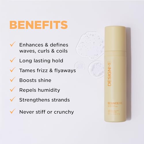 Design.Me BOUNCE.ME Curling Gel Spray | Frizz-Free Curl Defining Gel - Refresh Curls, Waves, Coils | Non-Crunchy, Non-Sticky Formula - Climate Control Styling, 7.77Oz