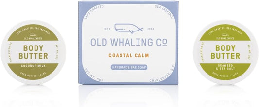 Old Whaling Co Seaside Discovery Kit | set of 3 products | 3 sea-inspired scents | travel friendly | bar soap + 2 travel size body butters | Coconut Milk | Coastal Calm | Seaweed & Sea Salt