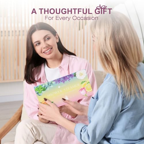 Shower Steamers Variety Pack – 8 Aromatherapy Shower Bombs with Essential Oils – Lavender, Eucalyptus, Citrus, Rose & Jasmine – Spa Gift for Women, Men, Mom, Dad – Individually Wrapped Tablets