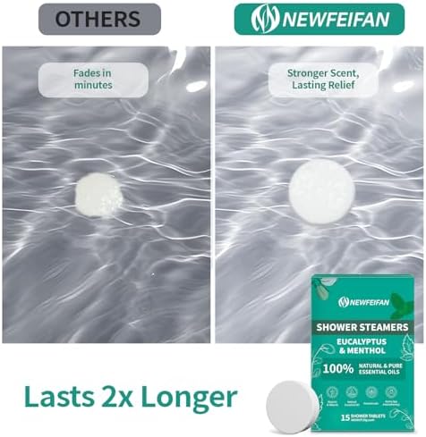 Shower Steamers Aromatherapy 15 Pack Bath Bombs Gifts for Women & Men Organic Eucalyptus & Menthol Essential Oil, Spa Relaxing Birthday Gifts for Wife & Husband, Travel Essentials Aromatherapy