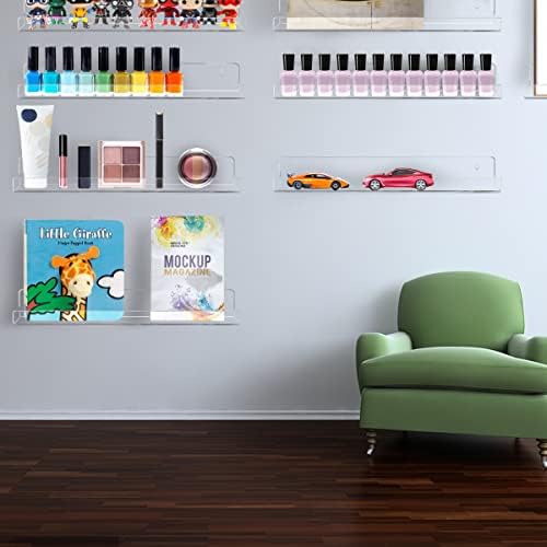 8 Pack Wall Mounted Shelf,Clear Acrylic Nail Polish Organizer Display, Wall Rack Nail Supplies for Nail Techs