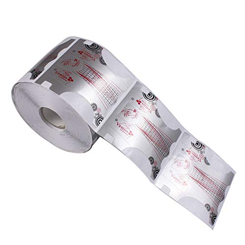 500Pcs Nail Form, Nail Art Guide Stickers for Acrylic UV Gel Nail Tips Manicure Extension Tool (1 Roll / 500 PCS - Sliver)