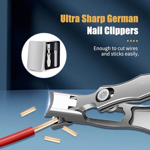 German Nail Clippers for Men, 2025 Upgraded Ultra Sharp Stainless Steel Nail Clippers for Thick Nails, The Luxurious Ultra Sharp Nail Clippers Set with Nail File for Seniors Men Women (Silver)
