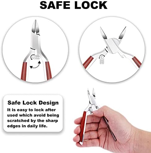 Podiatrist Toenail Clippers for Ingrown&Thick Toenails, alicates para uñas de pies, Luxury Wooden Handle Nail Clippers, Professional Toenail Cutter for Seniors, Men, Women