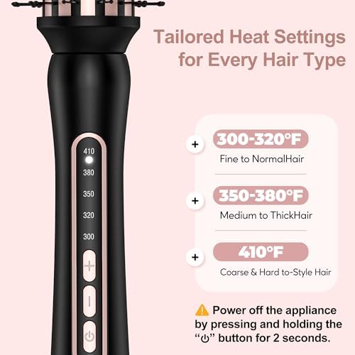 Thermal Brush 5 Adjustable Temps, 1.5 Inch Hot Curling Brush for Big Bouncy Curls, Non-Blowing Heated Round Brush, Ceramic Curling Wand for Medium & Long Hair, Dual Voltage for Travel