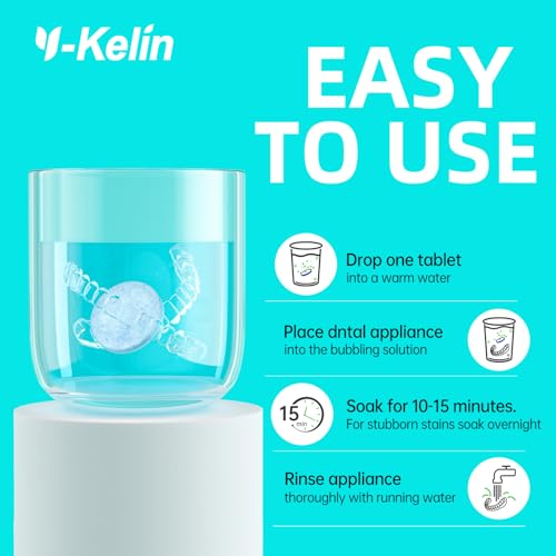 Retainer Cleaner Tablets,Denture Cleaning Tablets for Deep Remove Stains,Denture Cleaner Tablets 240 Tablets - Minty Fresh